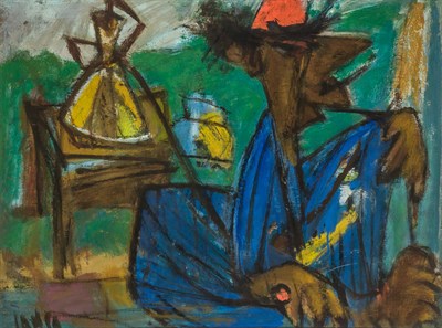 Lot 1044 - Marcel Janco Israeli, 1895-1984 Nargilah, 1947...