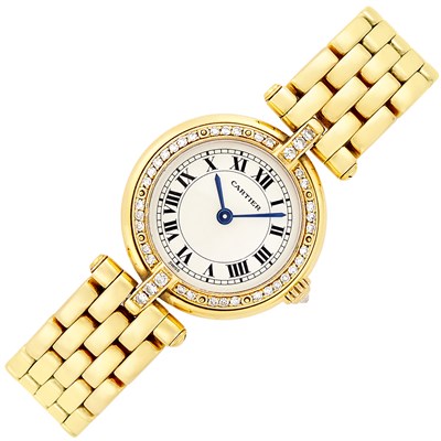 Lot 339 - Gold and Diamond 'Panther Ronde' Wristwatch, Cartier