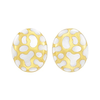 Lot 149 - Pair of Gold and Mother-of-Pearl Earrings, Angela Cummings