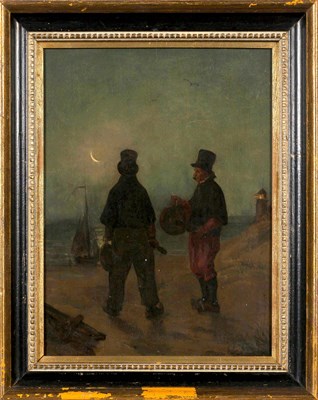 Lot 1023 - Manner of Honore Daumier Two Men Waiting on a...