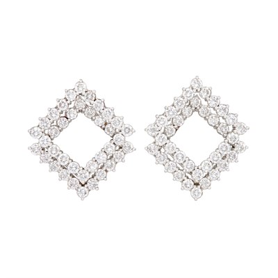 Lot 273 - Pair of Platinum and Diamond Earclips, Angela Cummings