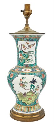 Lot 262 - Chinese Famille Verte Porcelain Vase Mounted...