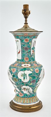 Lot 262 - Chinese Famille Verte Porcelain Vase Mounted...