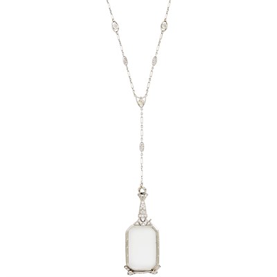 Lot 122 - Platinum and Diamond Lorgnette with Platinum and Diamond Chain
