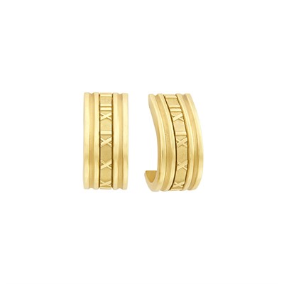 Lot 12 - Pair of Gold 'Atlas' Hoop Earclips, Tiffany & Co.