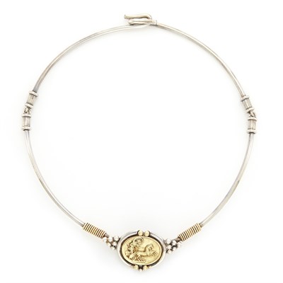 Lot 1515 - Silver, Gold and Coin Necklace, Helen Woodhull