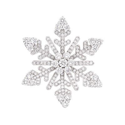 Lot 265 - White Gold and Diamond Snowflake Pin, Van Cleef & Arpels, France