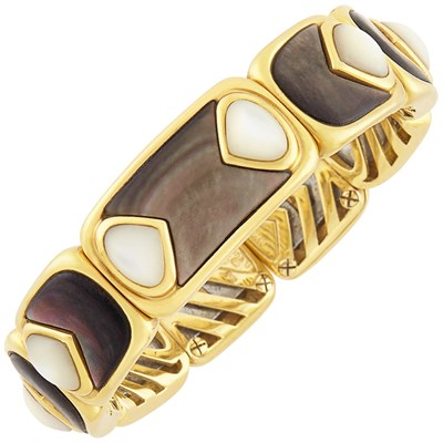 Lot 32 - Gold and Gray and White Mother-of-Pearl Bangle Bracelet, Marina B