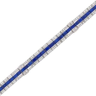 Lot 255 - Platinum, Sapphire and Diamond Bracelet