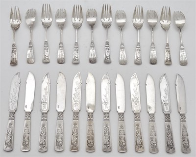 Lot 320 - Gorham Sterling Silver Gilpen Pattern Fish Set...