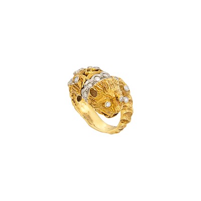 Lot 31 - Two-Color Gold and Diamond Chimera Crossover Ring, Zolotas