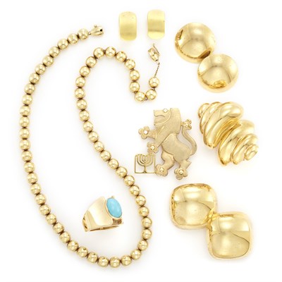 Lot 1629 - Group of Gold Jewelry