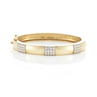 Lot 1558 - Gold and Diamond Bangle Bracelet