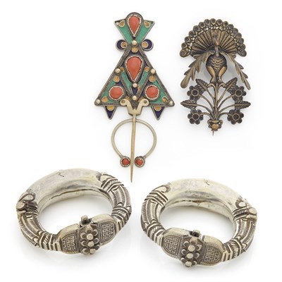 Lot 314 - Two Silver-Gilt and Metal Kilt-Clasps and Bracelets