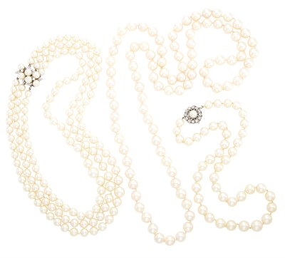 Lot 1695 - Three Cultured Pearl Necklaces