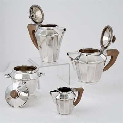 Lot 1091 - Continental Four-Piece Silver-Plated Brass and...