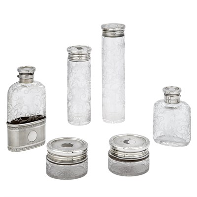 Lot 1108 - Edward VII Six-Piece Sterling Silver and Wheel-...