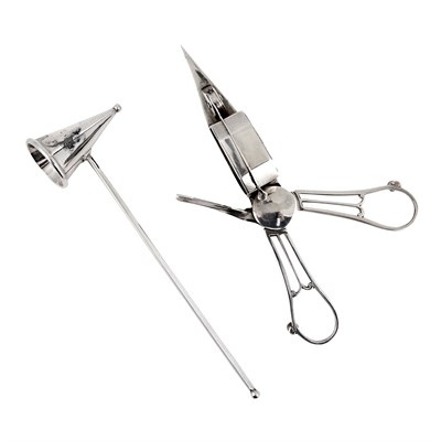Lot 1112 - Sterling Silver Candle Wick Trimmer/Snuffer;...