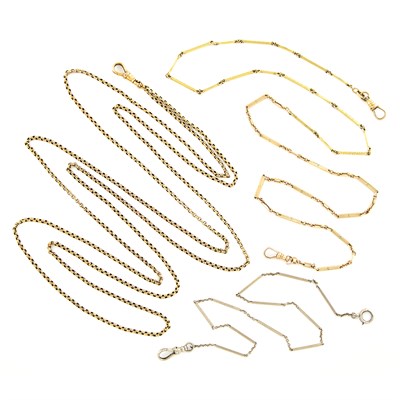 Lot 1234 - Three Gold, Low Karat Gold and Gold-Filled Chains