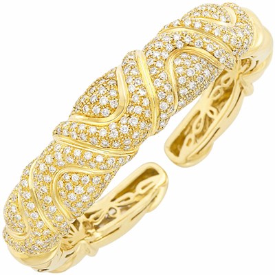 Lot 96 - Gold and Diamond Bangle Bracelet