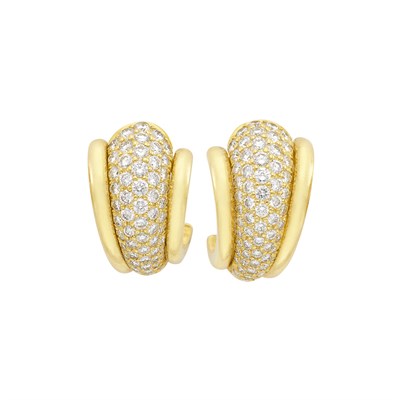Lot 151 - Pair of Gold and Diamond Bombé Earrings, Kurt Wayne