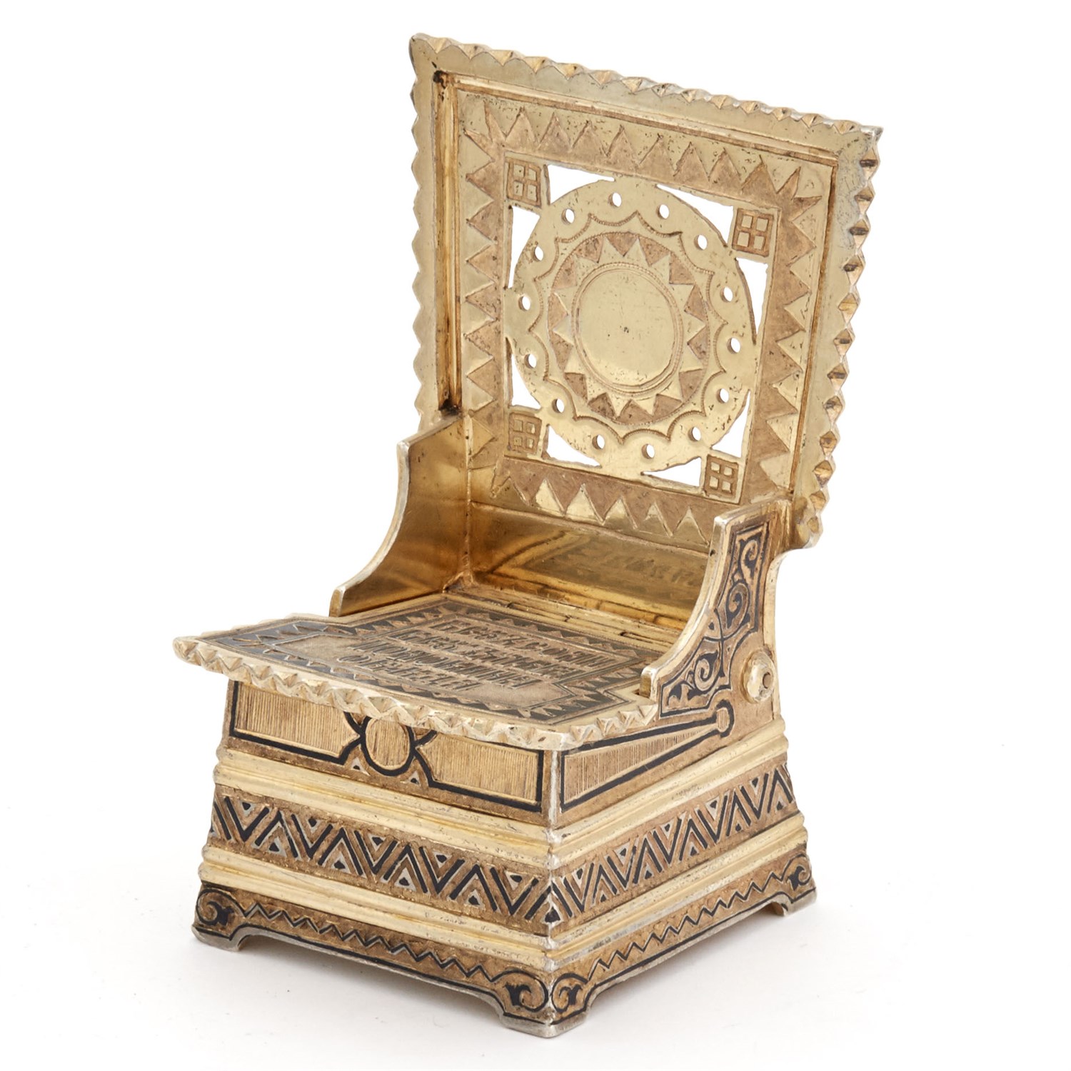 Lot 111 - Russian Silver-Gilt and Niello Salt Throne...