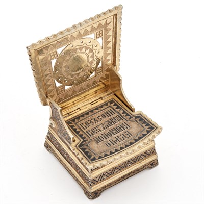Lot 111 - Russian Silver-Gilt and Niello Salt Throne...