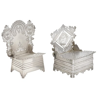 Lot 109 - Two Russian Silver Salt Thrones Moscow, late...