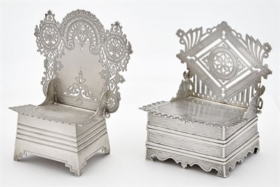 Lot 109 - Two Russian Silver Salt Thrones Moscow, late...