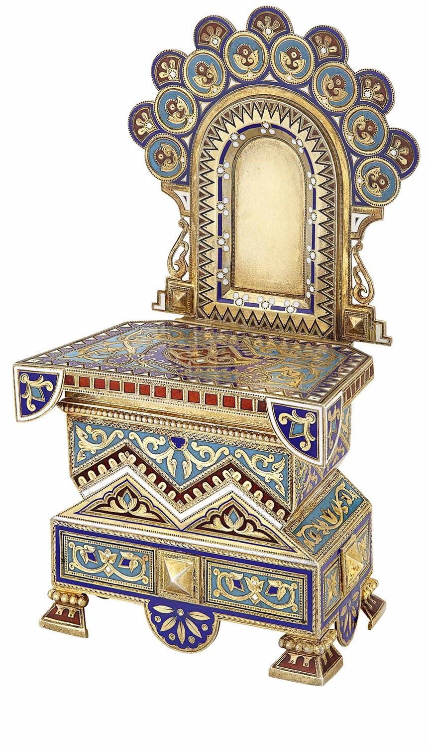 Lot 104 - Russian Silver-Gilt Champlevé Enamel Salt...