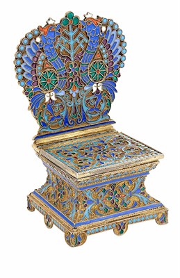 Lot 105 - Russian Silver-Gilt and Cloisonné Enamel Salt...