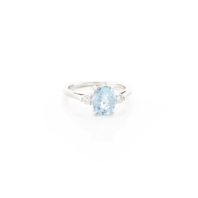 Lot 1598 - White Gold, Aquamarine and Diamond Ring, Thomas Cooper