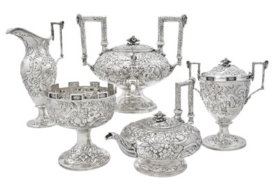 Lot 316 - Early Samuel Kirk Silver Five Piece Tea...