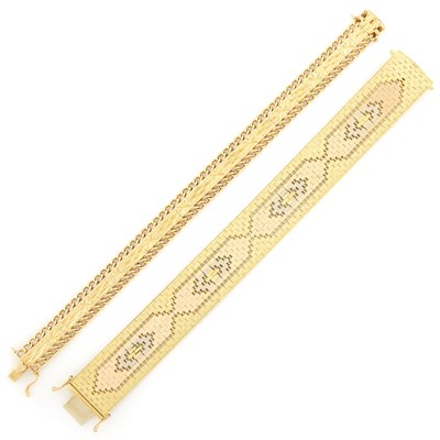 Lot 1446 - Tricolor Gold Bracelet and Gold Bracelet