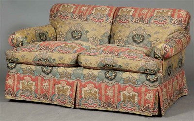 Lot 209 - Silk-Upholstered Three-Cushion Sofa Height 31...
