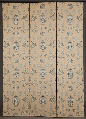 Lot 206 - Printed Cotton Three-Panel Screen Height 8...