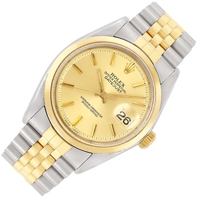 Lot 298 - Gentleman's Stainless Steel and Gold 'Oyster Perpetual DateJust' Wristwatch, Rolex, Ref. 1601