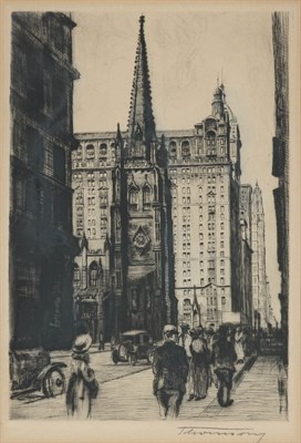 Lot 135 - Joseph Pennell (1857-1926) WALL STREET;...