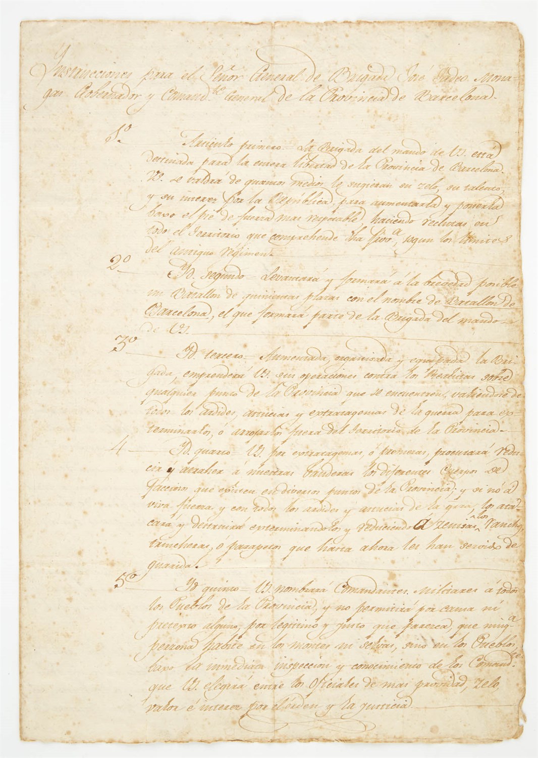 Lot 61 - BOLIVAR, SIMON Document signed providing...