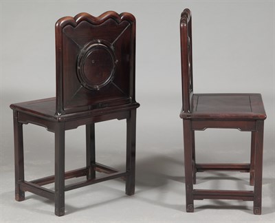 Lot 142 - Pair of Chinese Marble Inlay Hardwood Chairs...