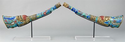Lot 141 - Pair of Chinese Cloisonne Horns Qing Dynasty...