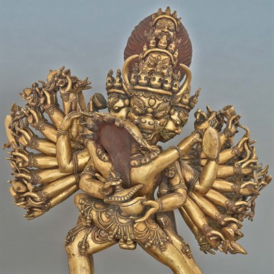 Lot 93 - Tibetan Gilt-Bronze Figure of Vajrabhairava...