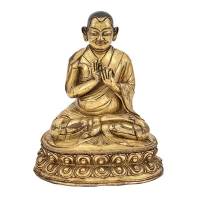 Lot 95 - Tibetan Bronze Figure of a Lama 18th Century...
