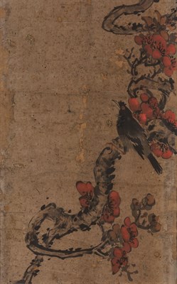 Lot 77 - Korean School Choson Dynasty Black bird...