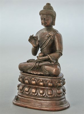 Lot 97 - Tibetan Bronze Figure of Buddha Seated in...