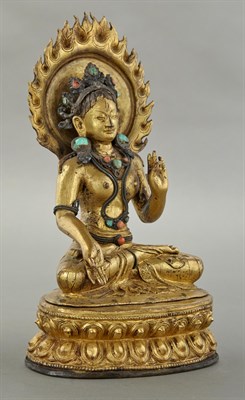 Lot 98 - Tibetan Gilt-Bronze figure of Tara Seated in...