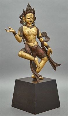 Lot 99 - Tibetan Parcel Gilt-Bronze Dancing Figure...