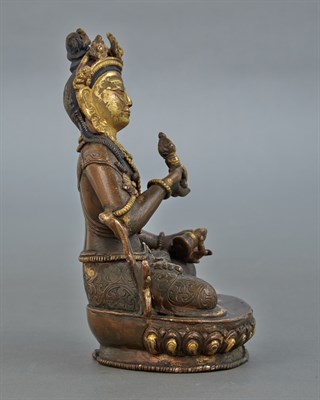 Lot 101 - Tibetan Parcel Gilt-Bronze Figure of Tara...