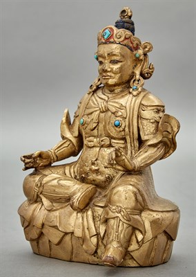 Lot 116 - Sino Tibetan Gilt-Bronze Figure of a Guardian...
