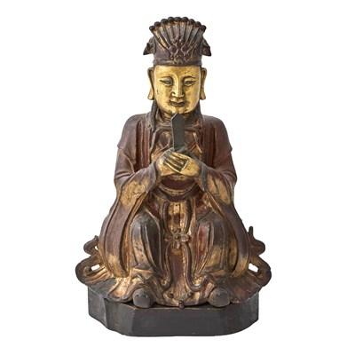 Lot 124 - Chinese Gilt-Bronze and Lacquered Figure of a...